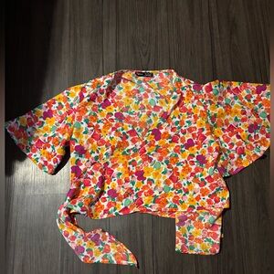Floral Wrap Blouse